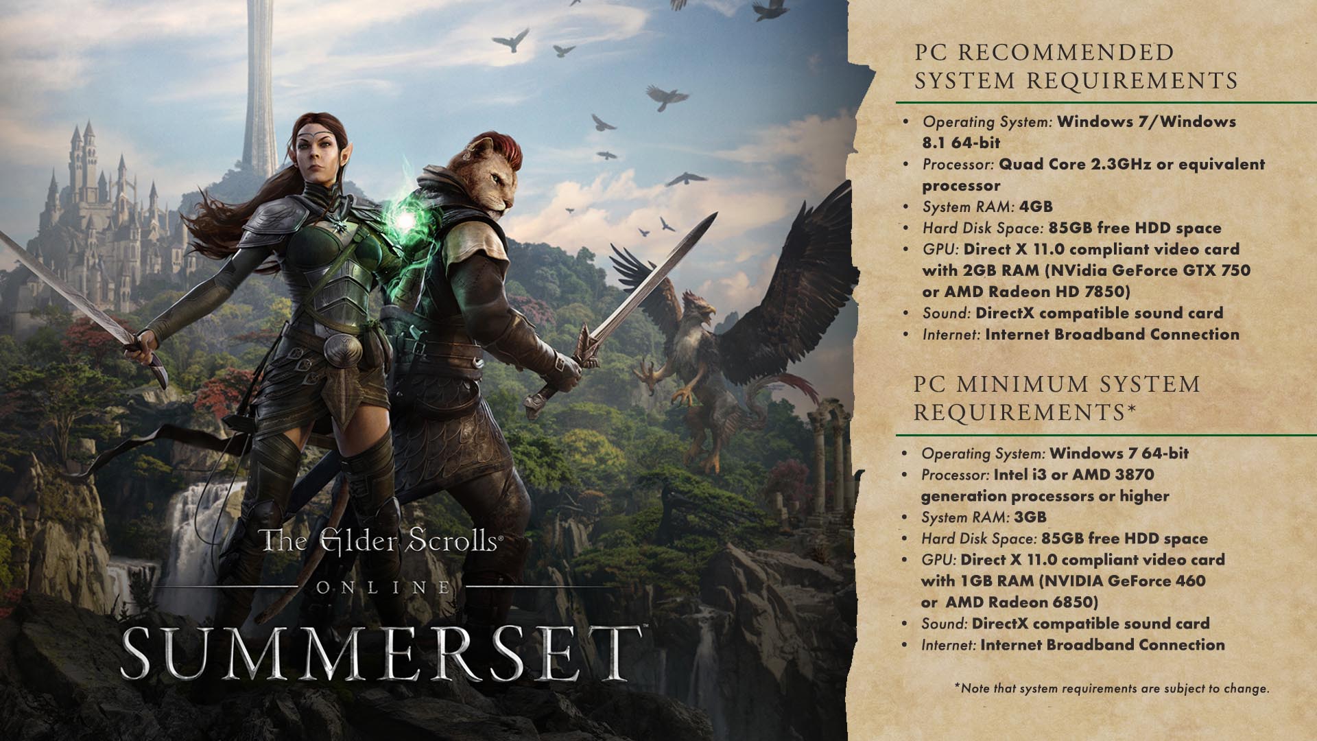 Eso Summerset System Requirements